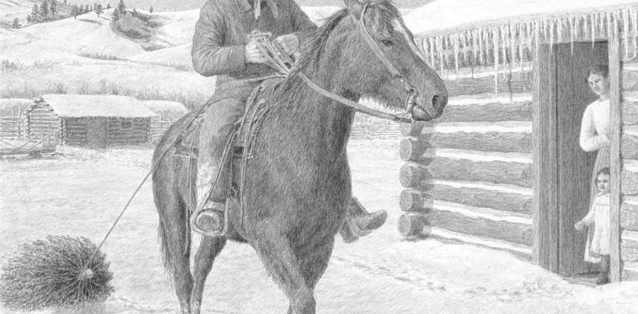 Pulling in Christmas Tree 12×15